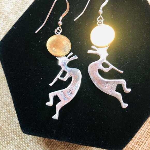 Native American George Begay Navajo Sterling Silver Turquoise Pierced Earrings - Picture 5 of 5